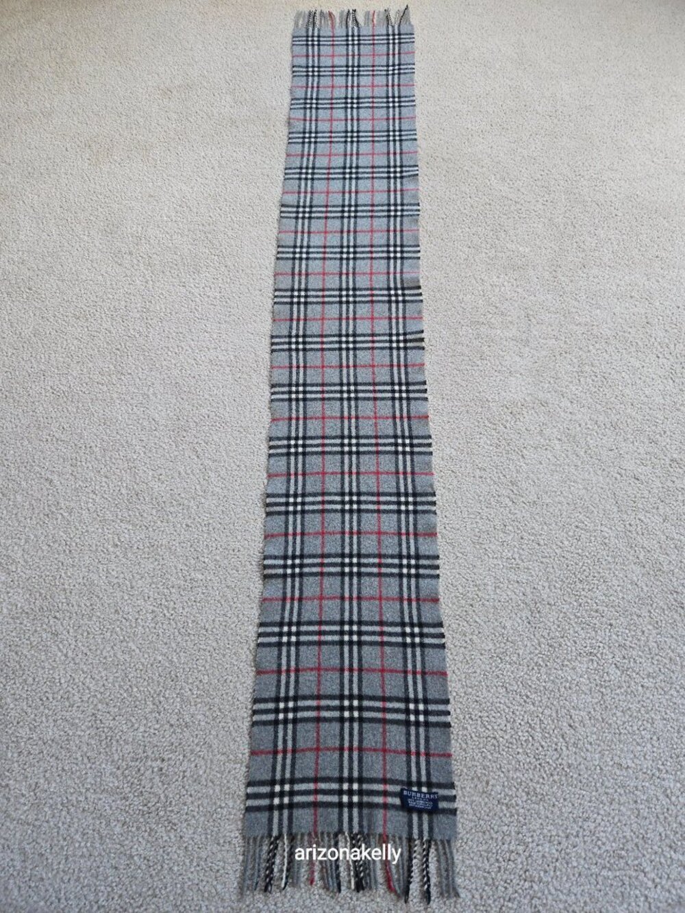 Vintage Burberry Lambswool Scarf Grey Plaid - Picture 16 of 16